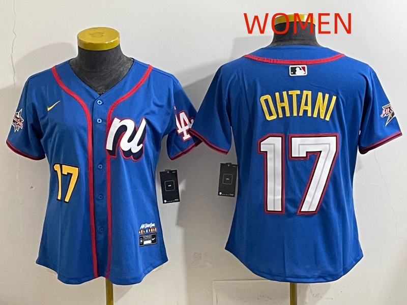 Women 2025 Los Angeles Dodgers 17 Ohtani Blue Nike 2025 MLB All Star Jersey style 001